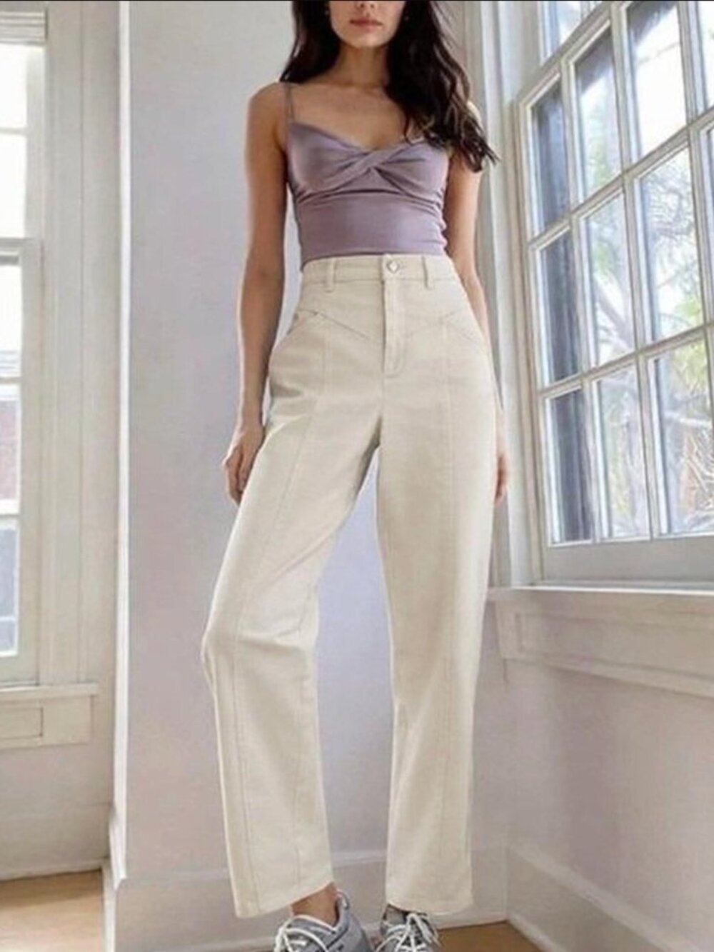 Aritzia Wilfred Free Archer Tapered Utility High Waist Pant Birch Cream, sz 4